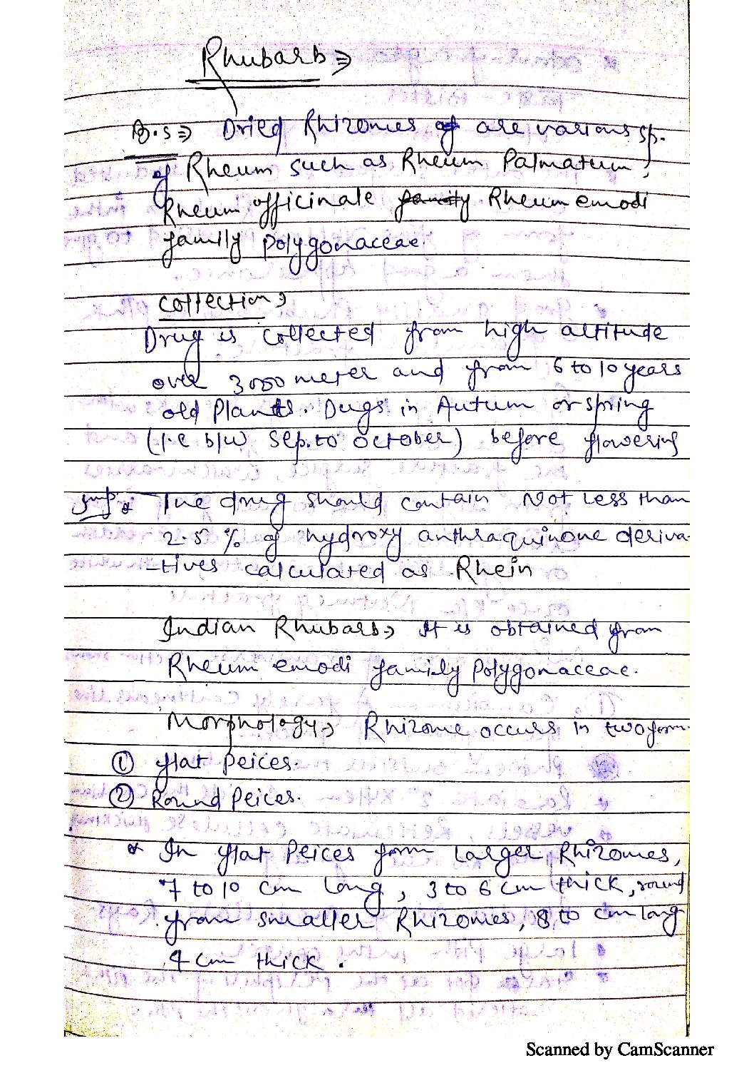 unit 1 pharmacognosy Rhubarb pharm364. pdf Rhubarb:- Hand Written Notes